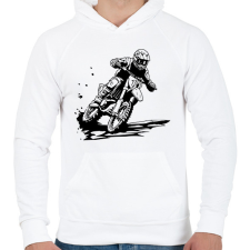 PRINTFASHION motocross - Férfi kapucnis pulóver - Fehér férfi pulóver, kardigán