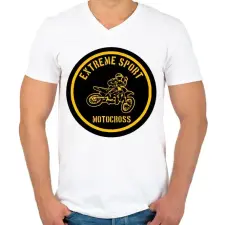 PRINTFASHION motocross - Férfi V-nyakú póló - Fehér férfi póló