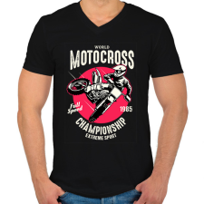 PRINTFASHION Motocross - Férfi V-nyakú póló - Fekete férfi póló