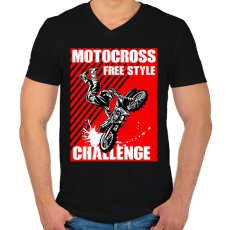 PRINTFASHION Motocross - Férfi V-nyakú póló - Fekete