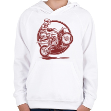 PRINTFASHION Motocross - Gyerek kapucnis pulóver - Fehér