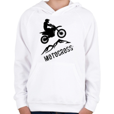 PRINTFASHION Motocross  - Gyerek kapucnis pulóver - Fehér