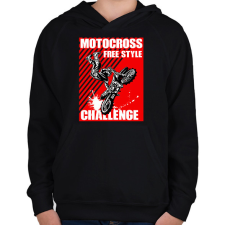 PRINTFASHION Motocross - Gyerek kapucnis pulóver - Fekete gyerek pulóver, kardigán
