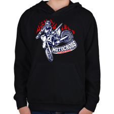 PRINTFASHION Motocross - Gyerek kapucnis pulóver - Fekete gyerek pulóver, kardigán