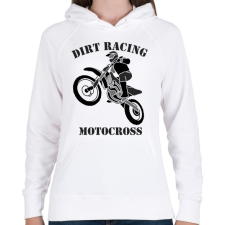 PRINTFASHION MOTOCROSS - Női kapucnis pulóver - Fehér női pulóver, kardigán
