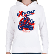 PRINTFASHION Motocross  - Női kapucnis pulóver - Fehér női pulóver, kardigán