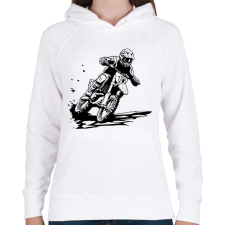 PRINTFASHION motocross - Női kapucnis pulóver - Fehér női pulóver, kardigán