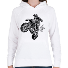 PRINTFASHION motocross - Női kapucnis pulóver - Fehér