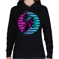 PRINTFASHION Motocross - Női kapucnis pulóver - Fekete