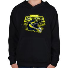 PRINTFASHION Motocross sisak - Gyerek kapucnis pulóver - Fekete