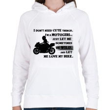 PRINTFASHION motogirl - Női kapucnis pulóver - Fehér női pulóver, kardigán
