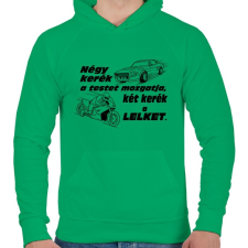 PRINTFASHION Motor 4 Life - Férfi kapucnis pulóver - Zöld férfi pulóver, kardigán
