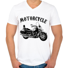 PRINTFASHION motor - Férfi V-nyakú póló - Fehér férfi póló