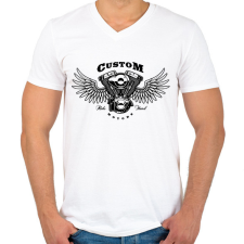 PRINTFASHION motor - Férfi V-nyakú póló - Fehér férfi póló