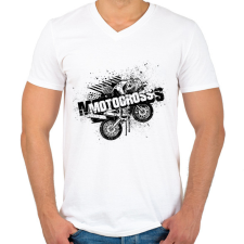 PRINTFASHION motor - Férfi V-nyakú póló - Fehér férfi póló