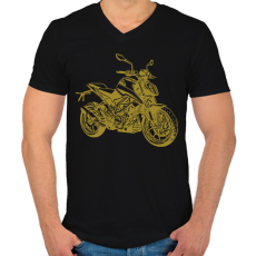 PRINTFASHION motor - Férfi V-nyakú póló - Fekete