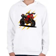 PRINTFASHION Motor  - Gyerek kapucnis pulóver - Fehér gyerek pulóver, kardigán