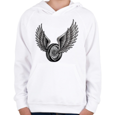 PRINTFASHION Motor kerék - Gyerek kapucnis pulóver - Fehér