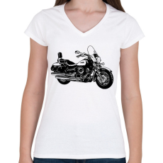 PRINTFASHION motor - Női V-nyakú póló - Fehér