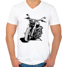 PRINTFASHION Motorcycle - Férfi V-nyakú póló - Fehér