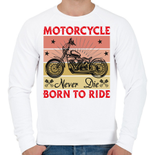 PRINTFASHION Motorcycle Never Die Born To Ride Red - Férfi pulóver - Fehér férfi pulóver, kardigán
