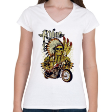 PRINTFASHION motorcycle - Női V-nyakú póló - Fehér
