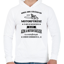 PRINTFASHION Motorfűrész / Favágó - Férfi kapucnis pulóver - Fehér férfi pulóver, kardigán