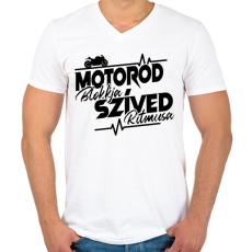 PRINTFASHION Motorod Blokkja, Szíved ritmusa - Férfi V-nyakú póló - Fehér