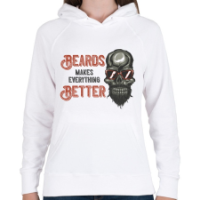 PRINTFASHION Motoros 02 - Beards makes everything better - Női kapucnis pulóver - Fehér női pulóver, kardigán