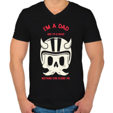 PRINTFASHION Motoros Apa - Férfi V-nyakú póló - Fekete férfi póló