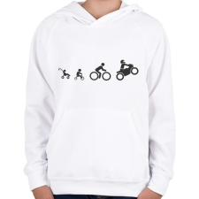 PRINTFASHION Motoros evolúció - Gyerek kapucnis pulóver - Fehér gyerek pulóver, kardigán
