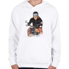 PRINTFASHION Motoros - Gyerek kapucnis pulóver - Fehér