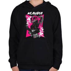 PRINTFASHION motoros Klaudia - Gyerek kapucnis pulóver - Fekete