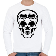 PRINTFASHION Motoros koponya - Férfi pulóver - Fehér férfi pulóver, kardigán