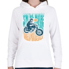 PRINTFASHION Motoros mosoly - Női kapucnis pulóver - Fehér női pulóver, kardigán
