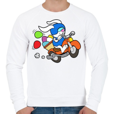 PRINTFASHION Motoros Nyuszi - Férfi pulóver - Fehér