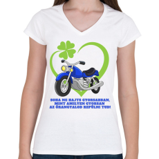 PRINTFASHION Motoros őrangyal - Női V-nyakú póló - Fehér