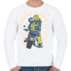 PRINTFASHION Motoros pár - Férfi pulóver - Fehér