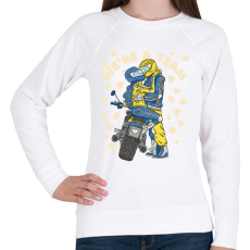 PRINTFASHION Motoros pár - Női pulóver - Fehér