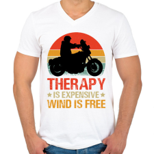 PRINTFASHION motoros póló - Férfi V-nyakú póló - Fehér férfi póló