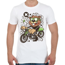 PRINTFASHION Motoros Rágcsávó - Férfi póló - Fehér férfi póló