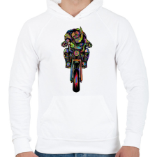 PRINTFASHION Motoros Télapó - Férfi kapucnis pulóver - Fehér férfi pulóver, kardigán