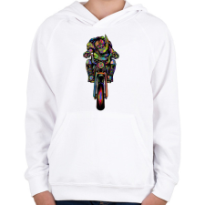 PRINTFASHION Motoros Télapó - Gyerek kapucnis pulóver - Fehér gyerek pulóver, kardigán
