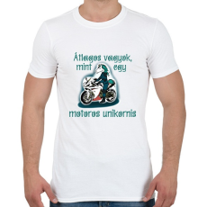 PRINTFASHION motoros unikornis - Férfi póló - Fehér