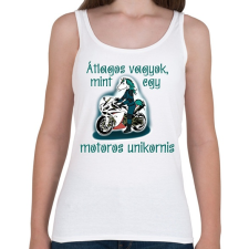 PRINTFASHION motoros unikornis - Női atléta - Fehér női trikó