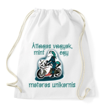 PRINTFASHION motoros unikornis - Sportzsák, Tornazsák - Fehér tornazsák
