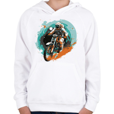 PRINTFASHION Motoros űrhajós - Gyerek kapucnis pulóver - Fehér gyerek pulóver, kardigán