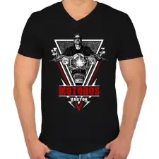 PRINTFASHION Motoros vagyok - Férfi V-nyakú póló - Fekete férfi póló