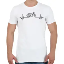 PRINTFASHION Motorozás ekg póló - Férfi póló - Fehér férfi póló