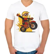 PRINTFASHION Motorozás - Férfi V-nyakú póló - Fehér férfi póló